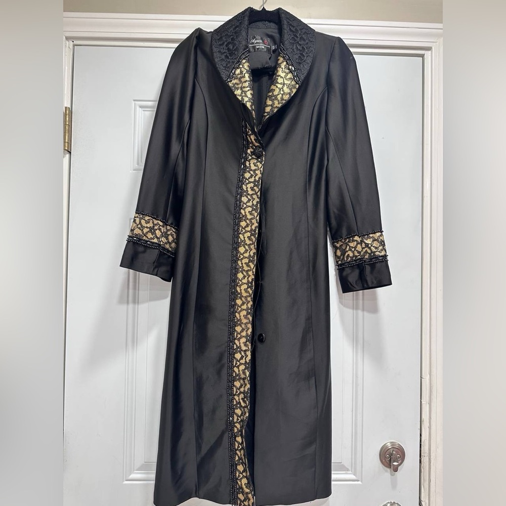Midi embellished Dress Abaya with mesh lace beads details size S